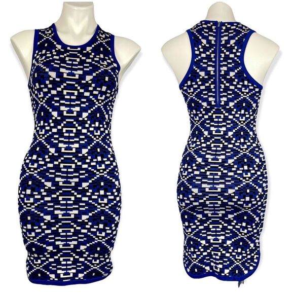 Parker Sweater Knit Geometric Calypso Combo Print BodyCon Racer Back Mini Dress - Picture 4 of 16